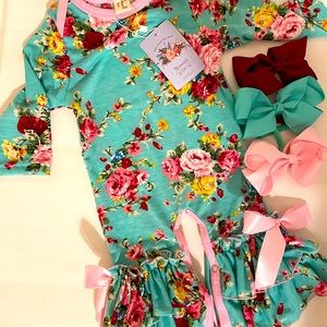 NWT baby jumpsuit. Butter soft and comes with 3 headband bows!